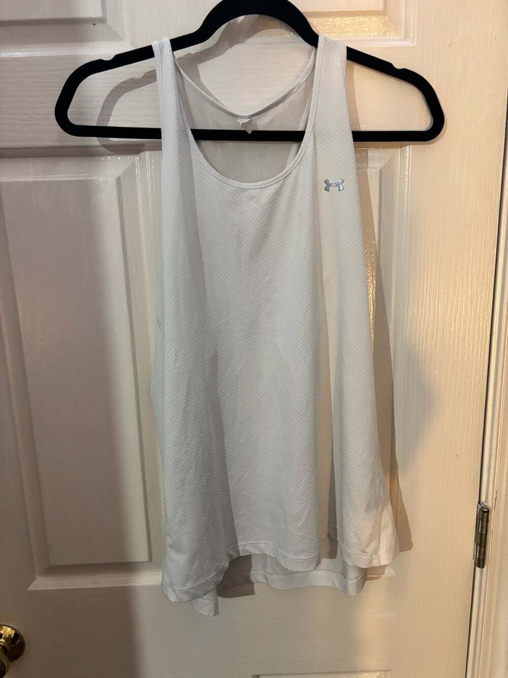 Under Armour HeatGear Fitted White Mesh Racerback Athletic Tank Top Size XL
